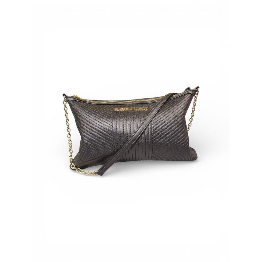 Christian Siriano Quilted Faux Leather Crossbody Bag Purse With Gold Chain Strap